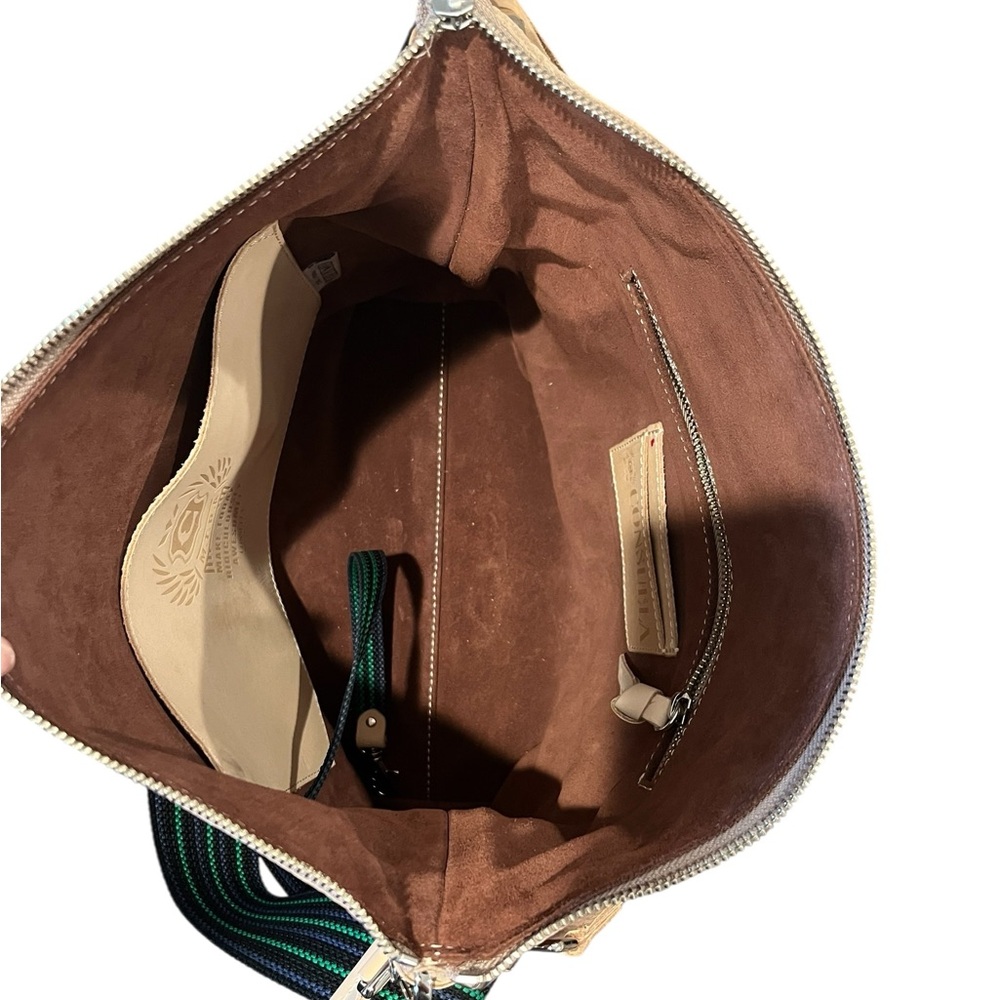 Consuela Brown Tooled Leather Sally Hobo Crossbody with leather & woven straps - Picture 9 of 14